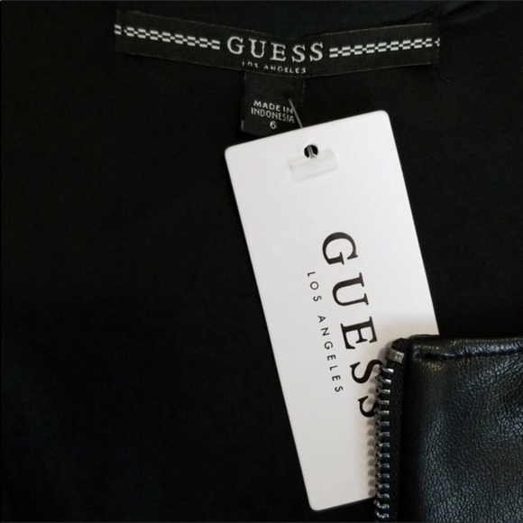 Guess Sandra Faux Leather Moto Belted Jumpsuit Black - Picture 7 of 8